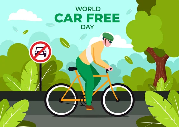Světový Den Bez Aut Kampaň Snížení Používání Automobilů Snížení Znečištění — Stockový vektor