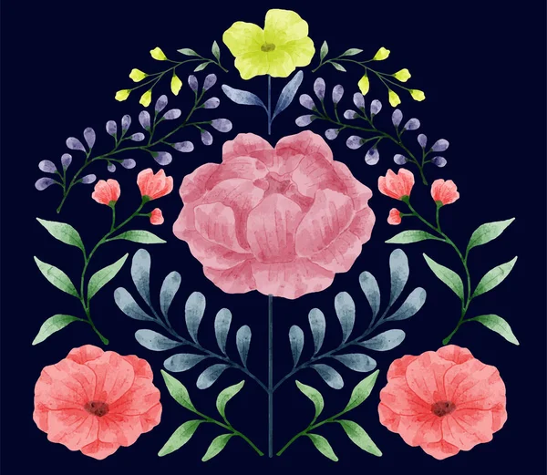 Uppsättning Blommor Målade Akvarell För Olika Kort Och Gratulationskort — Stock vektor