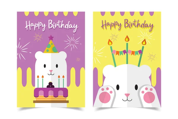 Jeu Cartes Joyeux Anniversaire Avec Lettrage Illustration Vectorielle — Image vectorielle