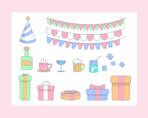 Gran Paquete Elementos Vectoriales Aislados Para Decoración Calibración Fiesta Cumpleaños — Vector de stock