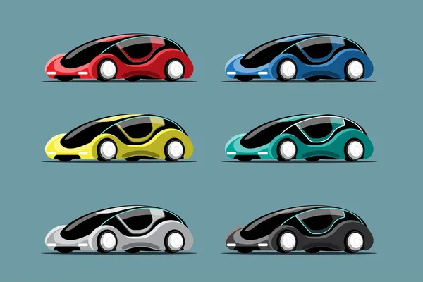 Set Colorful New Innovation Hitech Car Cartoon Styles Drawing Flat — Stock Vector