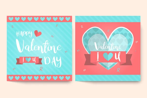 Conjunto Tarjetas Felicitación Del Día San Valentín Con Saludo Escrito — Archivo Imágenes Vectoriales