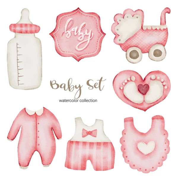 Set Separate Parts Bring Together Beautiful Clothes Baby Items Toy — Stock Vector