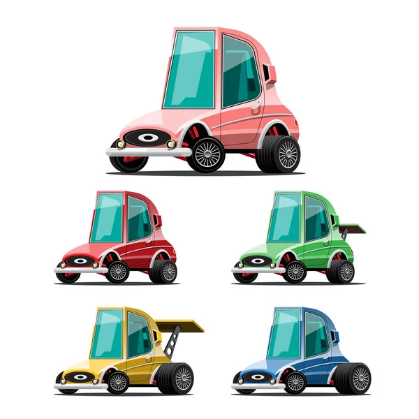 Set Von Unterscheidungsfarben Von Sportwagen Cartoon Stil Design Auf Weißem — Stockvektor