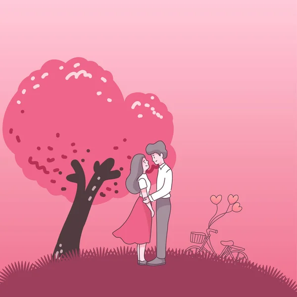 Grand Couple Isolé Amoureux Heureuse Jeune Fille Garçon Amoureux Concept — Image vectorielle
