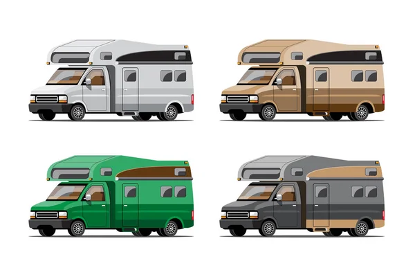 Bundle Camping Car Cartoon Style Vector — Stock Vector