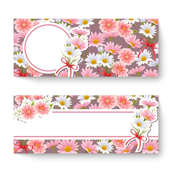 Renkli Çiçekli Bahar Çiçeği Şablonu Makbuz Duvar Kağıdı Ilanı Davetiye — Stok Vektör