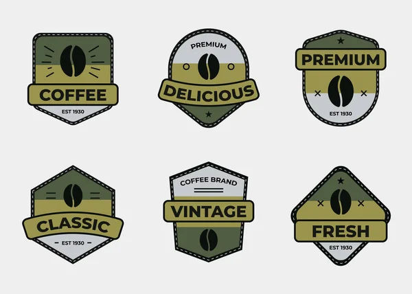 Conjunto Crachá Café Logotipo Etiqueta Coleção Elementos Design Ilustração Vetorial —  Vetores de Stock