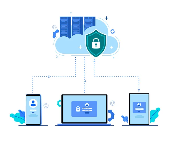 Globális Adatbiztonság Személyes Adatbiztonság Számítógépes Adatbiztonság Online Koncepció Illusztráció Internetes — Stock Vector