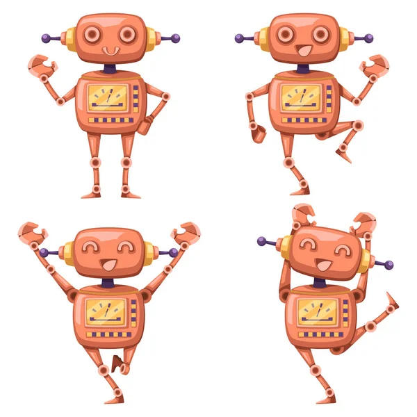 Set Von Android Charakter Roboter Cartoon Stil Futuristische Maschine Für — Stockvektor