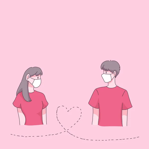 Gran Pareja Aislada Amor Joven Feliz Niño Amor San Valentín — Vector de stock