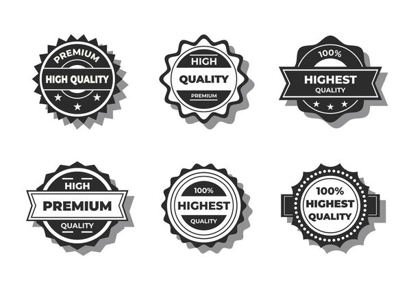 Element design collection for label and logo or banner in circular shape. Design elements with guarantee on sticker, isolated flat vector Illustration