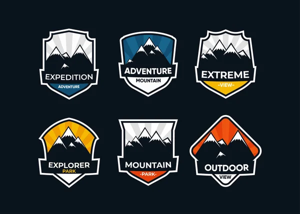 Explora Montaña Advanture Vector Símbolo Conjunto — Vector de stock