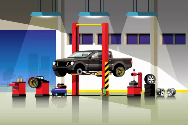 Automobil Reparatur Und Wartungsservice Konzept Vektor Illustration Warten Auf Die — Stockvektor