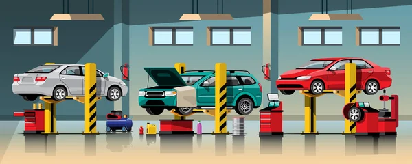 Servicio Reparación Mantenimiento Automóviles Concepto Vector Ilustración — Vector de stock
