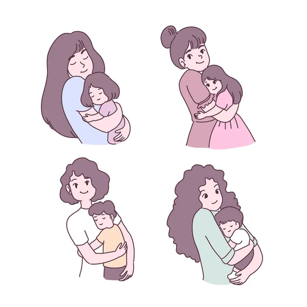 Велика Ізольована Мати Любить Свою Дитину Щаслива Молода Мама Піклується — стоковий вектор