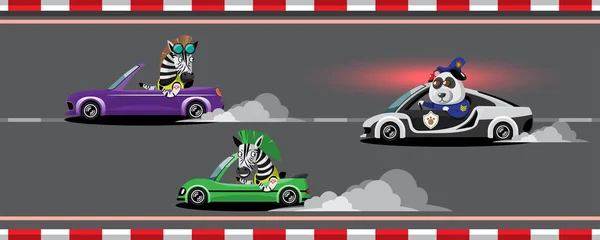在比赛中 选手继续使用高速赛车赢得比赛 电子竞技赛车比赛 3D风格设计中的矢量插图 — 图库矢量图片