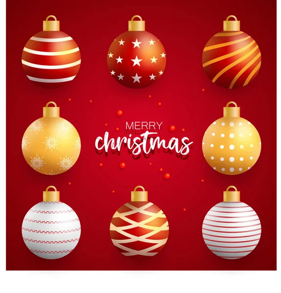 Feliz Navidad Icono Con Bola Sobre Fondo Rojo — Archivo Imágenes Vectoriales