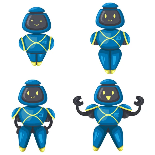 Set Von Android Charakter Roboter Spielzeug Cartoon Stil Futuristische Maschine — Stockvektor