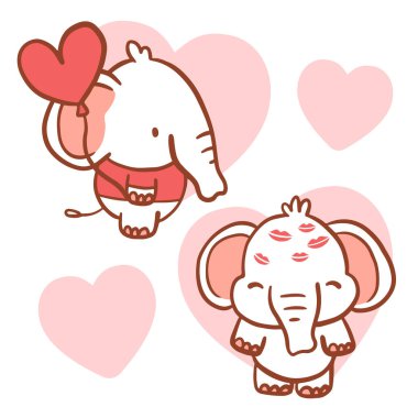 Büyük izole edilmiş el çizimi çizgi film karakteri tasarımı aşık hayvan çiftler, karalama tarzı sevgililer günü konsepti düz vektör çizimi