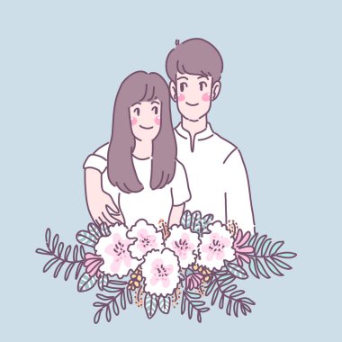 Sevdiği kadına çiçek veren bir adam.