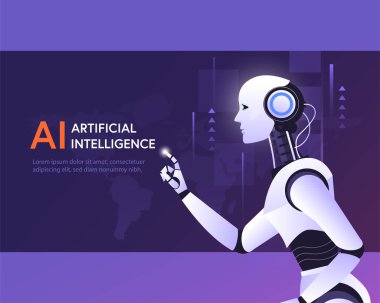 Robot yapay zeka teknolojisi büyük verilerden akıllıca öğreniyor. Makine, dijital beyin ile yapay zeka öğreniyor büyük verileri işliyor, analiz ediyor. ai teknolojisi endüstriyel 4.0 denetimi