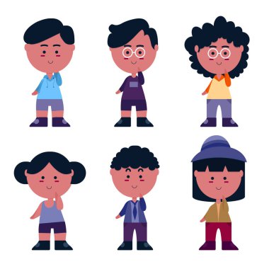 Beyaz arkaplanda duygu çizgi film karakter koleksiyonu olan bir grup insan, izole edilmiş vektör illüstrasyonu