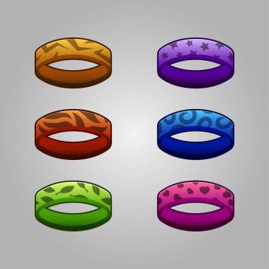 Renkli ve güzel desenli, gri arkaplanda izole edilmiş bir halka tasarımı.