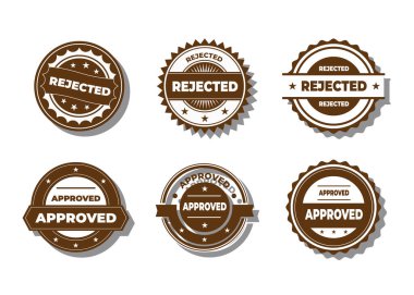 Beyaz Arkaplan Üzerine Onaylanmış ve Reddedilmiş Pul Vektörü Ayarlandı
