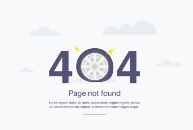 Web sayfası için internet ağı uyarısı 404 Hata Sayfası ya da Dosya bulunamadı. İnternet hata sayfası veya ağ üzerinde bulunmayan sayı. Patlak lastik hava kaçağı yüzünden 404 hata oluştu.