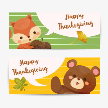 Sincap, ayı ve yapraklarla Şükran Günü kartın kutlu olsun..