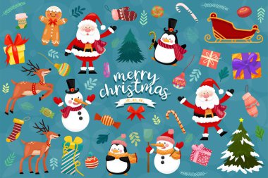 Yılbaşı vektörü simgeleri Xmas Hristiyanlarının yeni yıl süslemesi