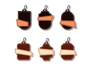 Etiket ve logo ya da afiş için element tasarımı koleksiyonu. Metin eklemek için düz izole vektör illüstrasyonu, boş boşluk tasarım unsurları