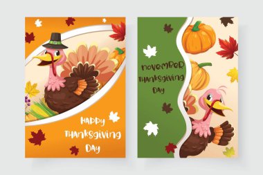 Hindi, balkabağı ve akçaağaç yapraklı Şükran Günü kartı.