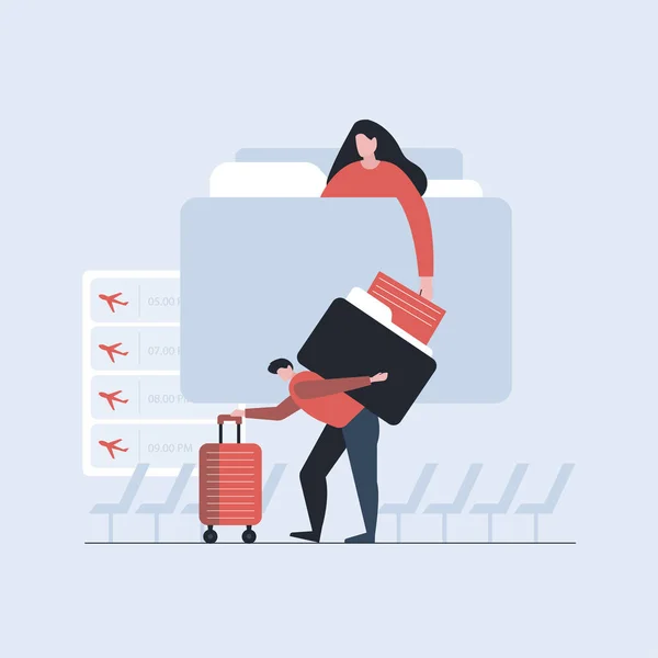 Businessman Going Travel Plane Have Bag Luggage Also Document Him — Stock Vector