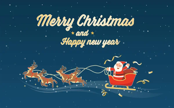 圣诞佳节快乐 新年快乐 还有圣克劳斯雪橇 — 图库矢量图片