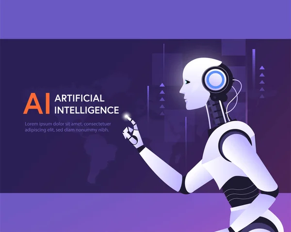 Tecnologia Robotica Intelligenza Artificiale Intelligente Apprendimento Bigdata Machine Learning Con — Vettoriale Stock