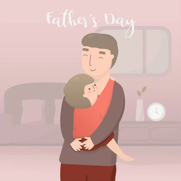 Babalar Günün Kutlu Olsun Bir Baba Oğlunu Taşır Onu Bir — Stok Vektör