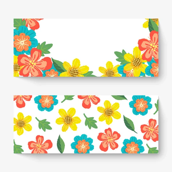 Plantilla Banner Floral Primavera Con Flores Colores Puede Ser Utilizado — Vector de stock