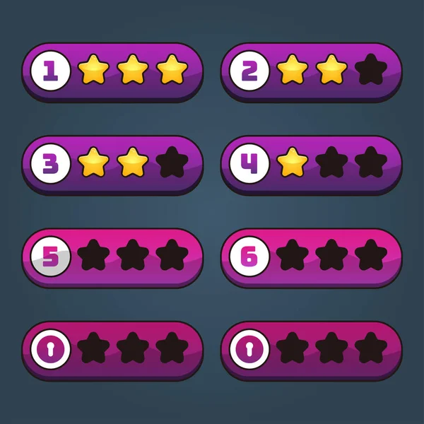 Complete Set Van Level Knop Spel Pop Pictogram Venster Elementen — Stockvector