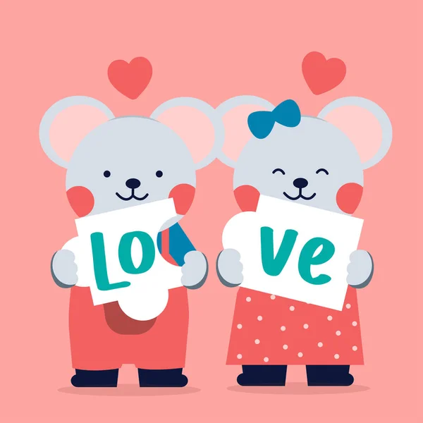 Romantic Isolated Icon Pair Loving Cats Hold Love Dark Background — Stock Vector