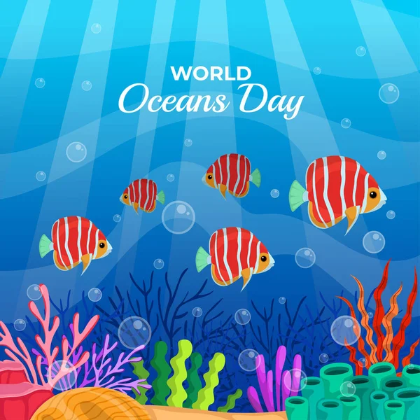 Oceanos Mundiais Dia Junho Salve Oceano Dia Mundial Dos Oceanos — Vetor de Stock