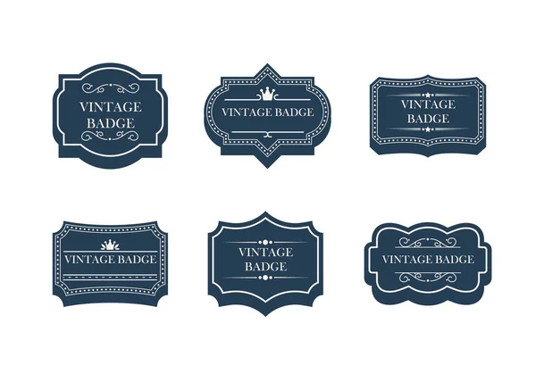 Conjunto Crachá Logotipo Vintage Etiqueta Coleção Elementos Design Ilustração Vetorial —  Vetores de Stock