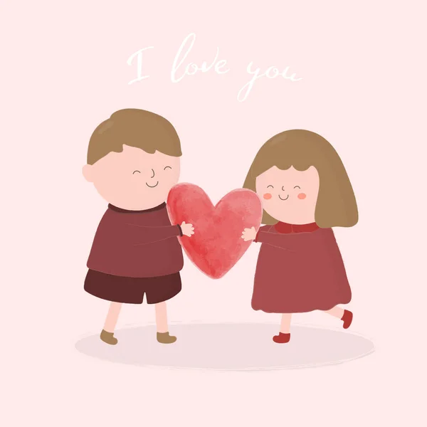 Grandes Dibujos Animados Aislados Lindo Romántico Feliz Parejas Jóvenes Enamoradas — Vector de stock