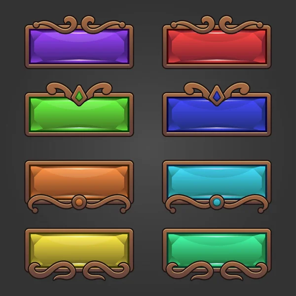 Fantasy Design Para Botones Juego Forma Cuadrada Para Interfaces Menús — Vector de stock