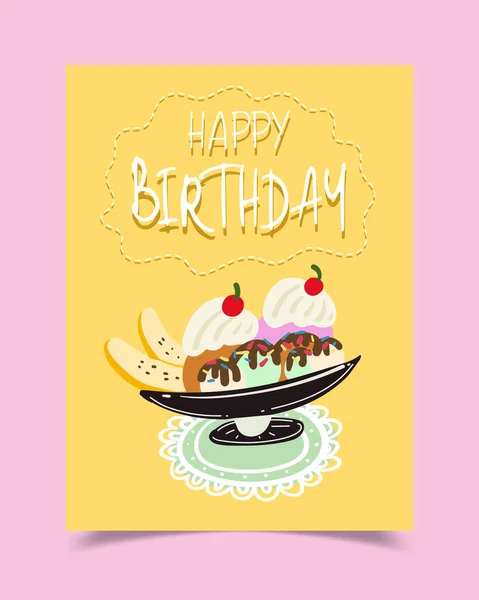 Happy Birthday Card Decorated Cake Pictures — Stock Vector