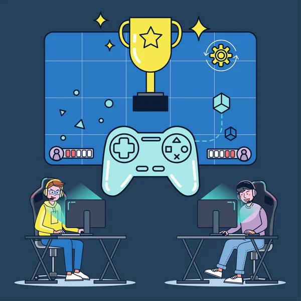 Les Blogueurs Jouent Des Jeux Direct Sur Leurs Chaînes Dans — Image vectorielle