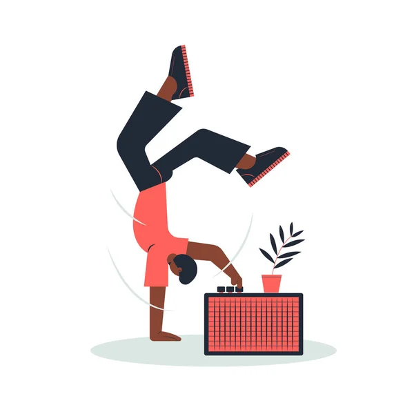 Homem Dançou Com Música Rádio Rádio Recebe Ondas Eletromagnéticas Converte — Vetor de Stock
