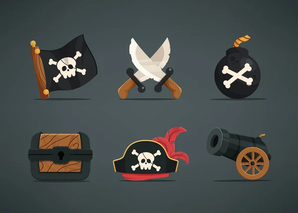 Conjunto Activos Para Carácter Pirata — Vector de stock