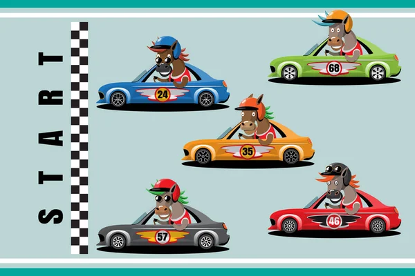 在比赛中 选手继续使用高速赛车赢得比赛 电子竞技赛车比赛 3D风格设计中的矢量插图 — 图库矢量图片